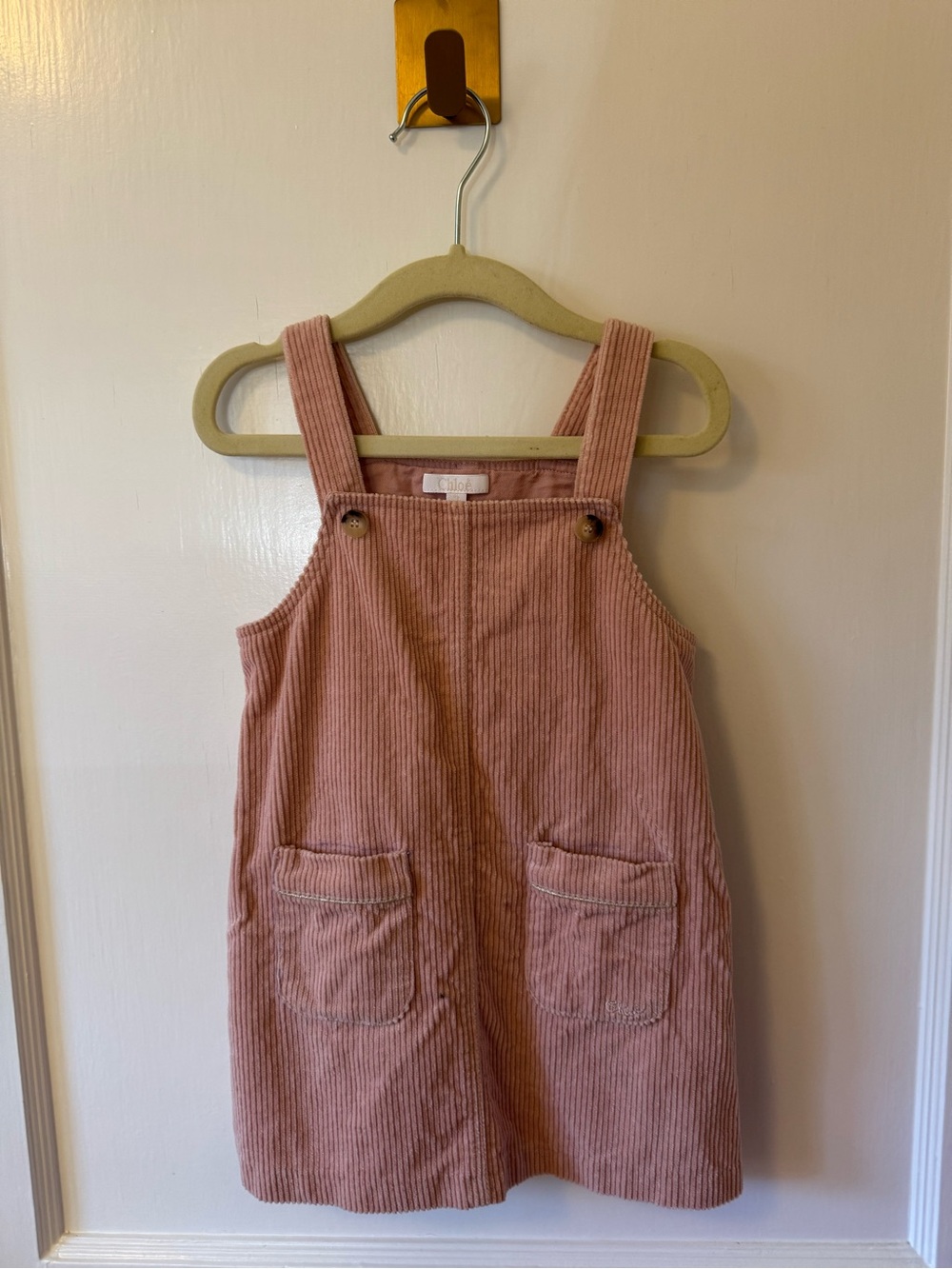Chloe Girls Dusty Rose Corduroy Pinafore Dress